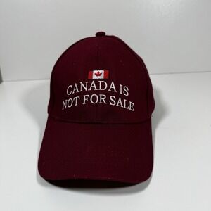 Canada Is Not For Sale Baseball Cap Hat Embroidered Maple Leaf Burgundy O/S